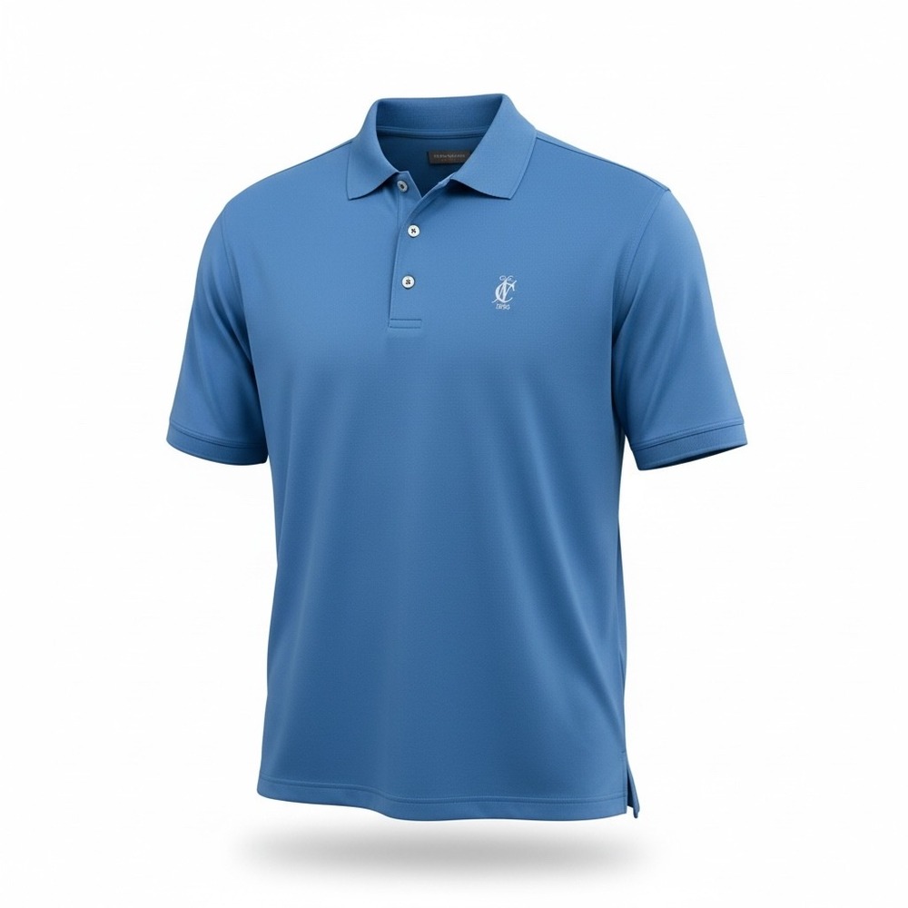 Peter Millar Summer Comfort /New Canaan CC Loge Blue Golf Polo Men's Large (i9)